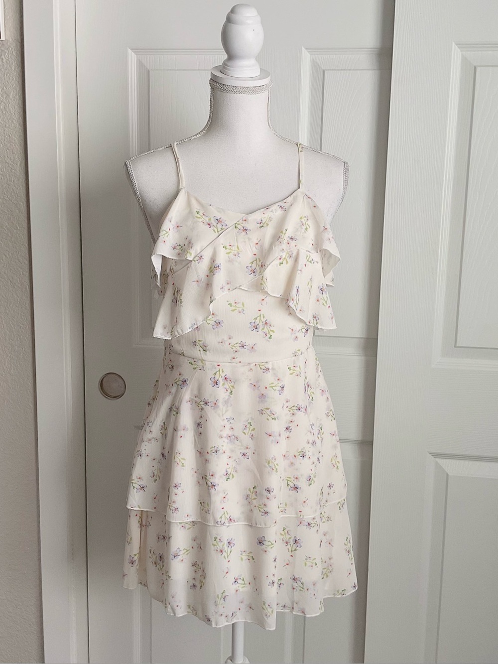 Cream Floral Ruffle Sundress